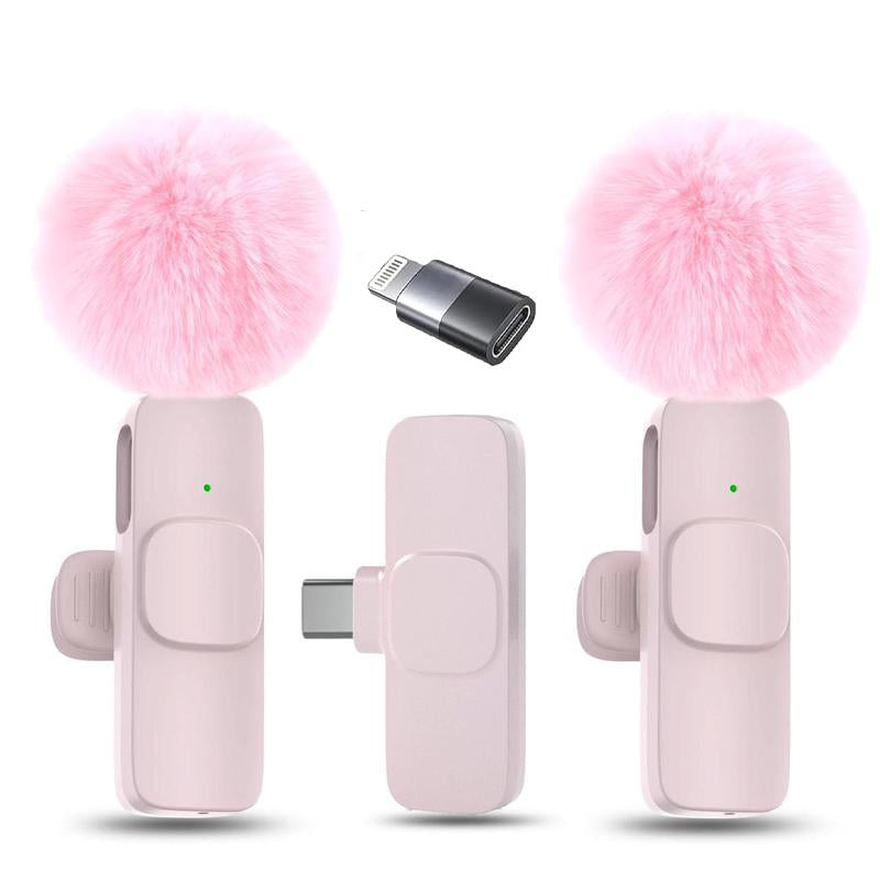 2 Pcs Wireless Microphones for Iphone, Android, Ipad - Mini Wireless Clip-On Microphones Crystal Clear Sound Quality for Recording, Live Streaming,Vlog Microfono Minimic Usb C Interface Smartphone