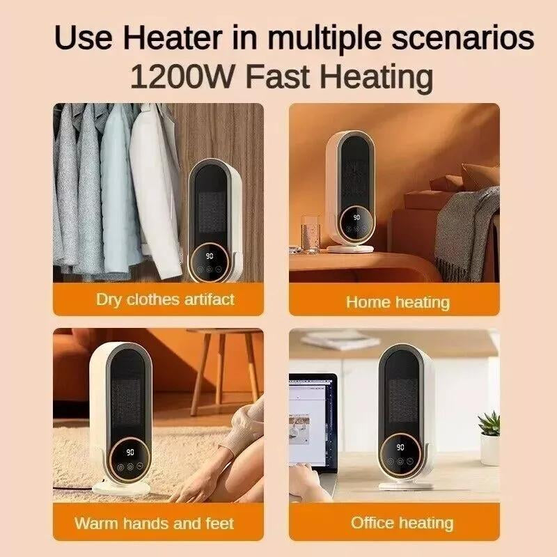 Mini Space Heater, 1200W Electric Ceramic Small Heater,Portable Heaters Fan,Mini Heater with Adjustable Thermostat, Home Dorm Office and Kitchen,Desktop Heater,Space Heater,Tip-Over Safety Switch,Power on Reminder