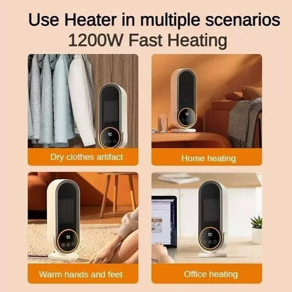 Mini Space Heater, 1200W Electric Ceramic Small Heater,Portable Heaters Fan,Mini Heater with Adjustable Thermostat, Home Dorm Office and Kitchen,Desktop Heater,Space Heater,Tip-Over Safety Switch,Power on Reminder