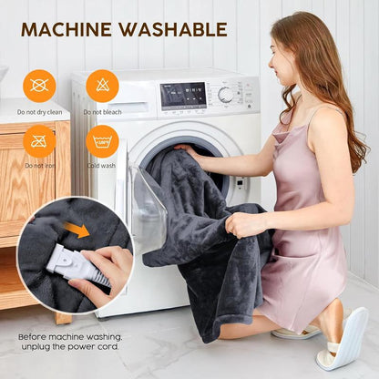 Heating Blanket Double-Layer Comfortable Flannel and Flannel + Lambskin Material, Fast Heating, 3/9 Adjustable Levels, 2/4/6/10 Hours Automatic Shut-Off, Overheating Protection, Winter Warm Blanket