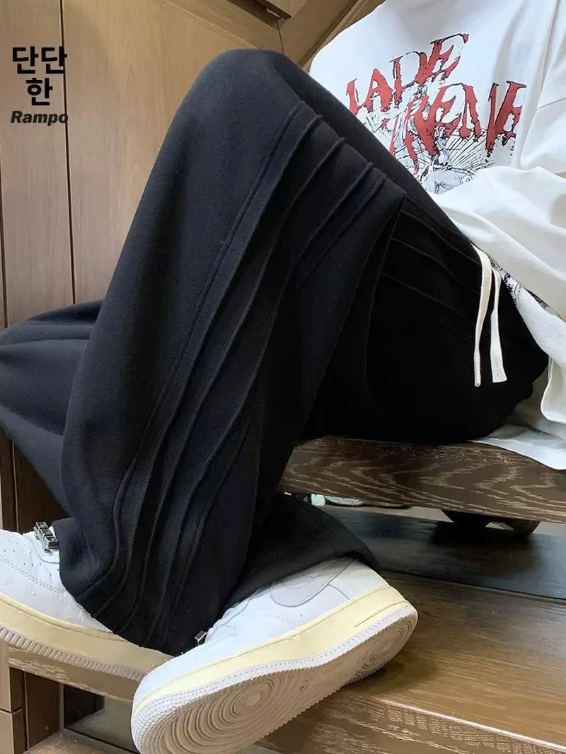 Summer Loose Casual Men'S Sweatpants New American Retro Ey Wide Leg Pants Teenage Drape Sports Long Trousers