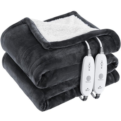 Heating Blanket Double-Layer Comfortable Flannel and Flannel + Lambskin Material, Fast Heating, 3/9 Adjustable Levels, 2/4/6/10 Hours Automatic Shut-Off, Overheating Protection, Winter Warm Blanket