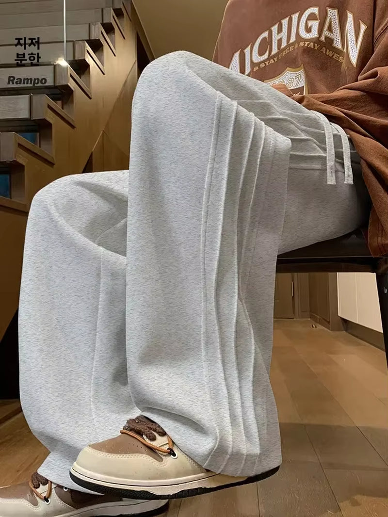 Summer Loose Casual Men'S Sweatpants New American Retro Ey Wide Leg Pants Teenage Drape Sports Long Trousers