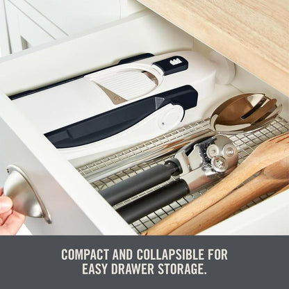 Safe Mandoline Slicer for Kitchen 5 in 1 - Adjustable Thickness 0.1-8Mm, Strips, Julienne, Dicer - Gray Mandoline Slicer