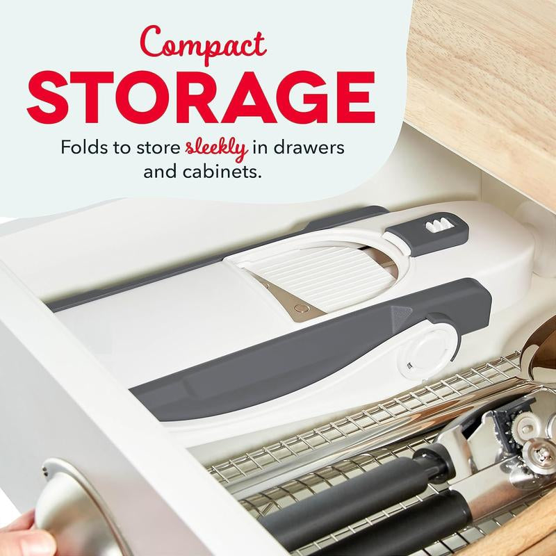 Safe Slice Mandoline for Vegetables, Meal Prep & More with 30+ Presets & Thickness Adjuster，Food Chopper, Mandoline Slicer for Kitchen, Meal Prep, Potato Slicer, Salad Chopper Tool