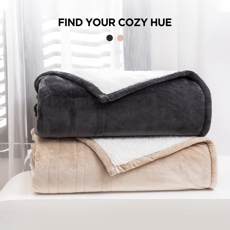 Warmrest Electric Blanket, Reversible Flannel and Lambswool Blanket, 6 Levels of Heating and 4H Auto Off, Overheat Protection, Machine Washable