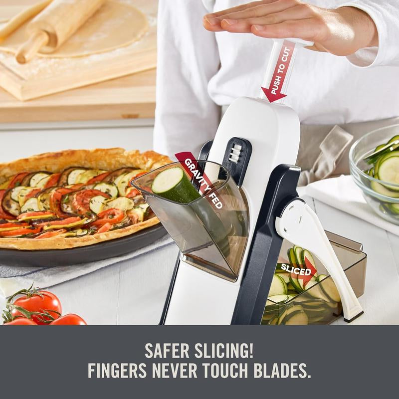 Safe Mandoline Slicer for Kitchen 5 in 1 - Adjustable Thickness 0.1-8Mm, Strips, Julienne, Dicer - Gray Mandoline Slicer