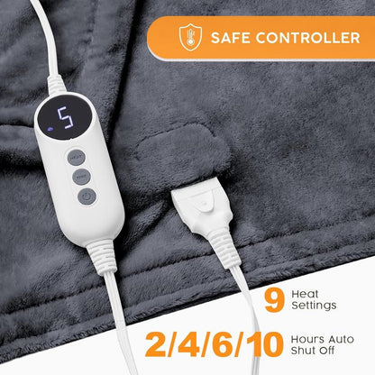 Heating Blanket Double-Layer Comfortable Flannel and Flannel + Lambskin Material, Fast Heating, 3/9 Adjustable Levels, 2/4/6/10 Hours Automatic Shut-Off, Overheating Protection, Winter Warm Blanket