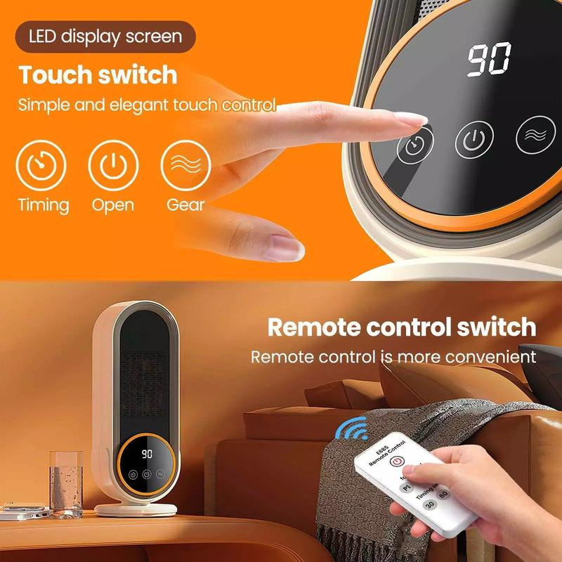 Mini Space Heater, 1200W Electric Ceramic Small Heater,Portable Heaters Fan,Mini Heater with Adjustable Thermostat, Home Dorm Office and Kitchen,Desktop Heater,Space Heater,Tip-Over Safety Switch,Power on Reminder