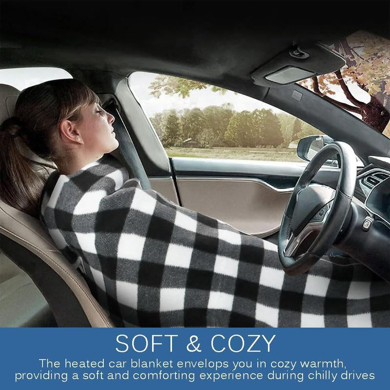 3-Heat Remote 12-Volt Plug in Heated Electric Blanket (Grey)