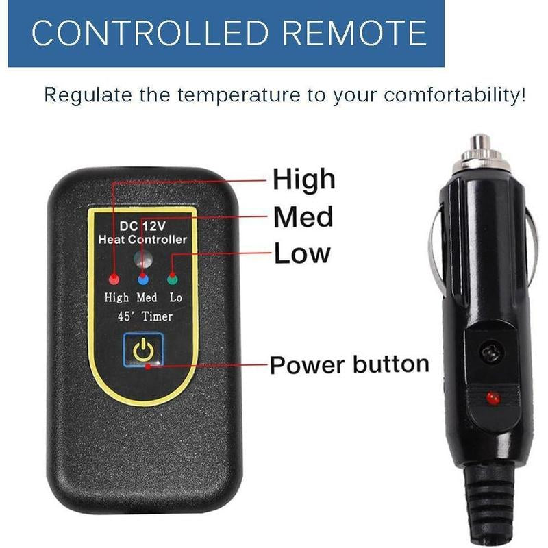 3-Heat Remote 12-Volt Plug in Heated Electric Blanket (Grey)