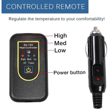 3-Heat Remote 12-Volt Plug in Heated Electric Blanket (Grey)