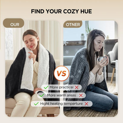 Warmrest Electric Blanket, Reversible Flannel and Lambswool Blanket, 6 Levels of Heating and 4H Auto Off, Overheat Protection, Machine Washable