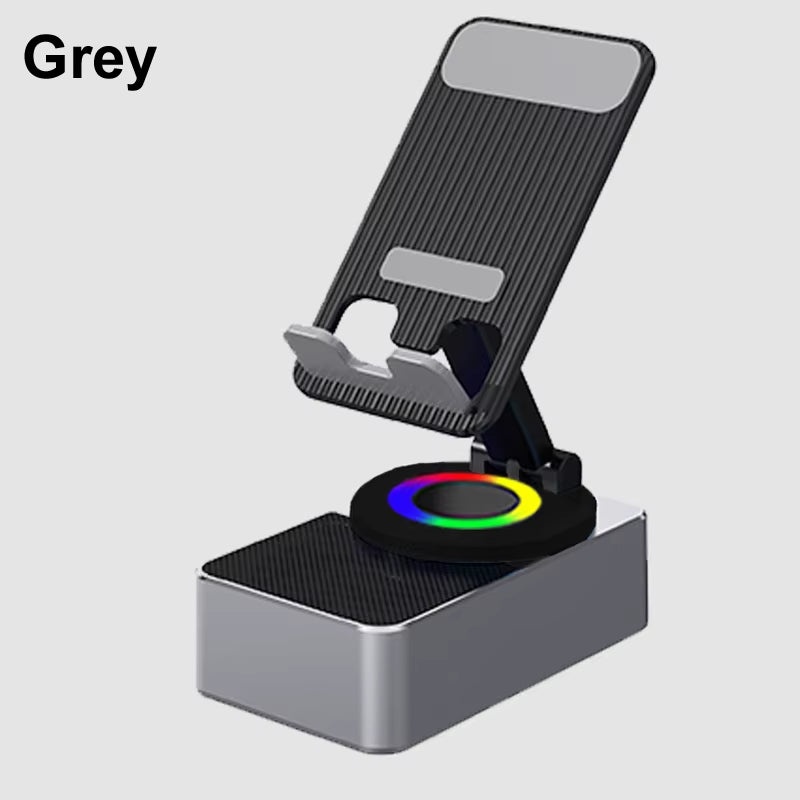3-In-1 Cell Mobile Phone Holder Stand Bracket+Audio Power Bank+Wireless Bluetooth Speaker Adjustable Foldable Rotating Desktop L