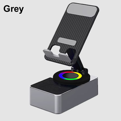 3-In-1 Cell Mobile Phone Holder Stand Bracket+Audio Power Bank+Wireless Bluetooth Speaker Adjustable Foldable Rotating Desktop L