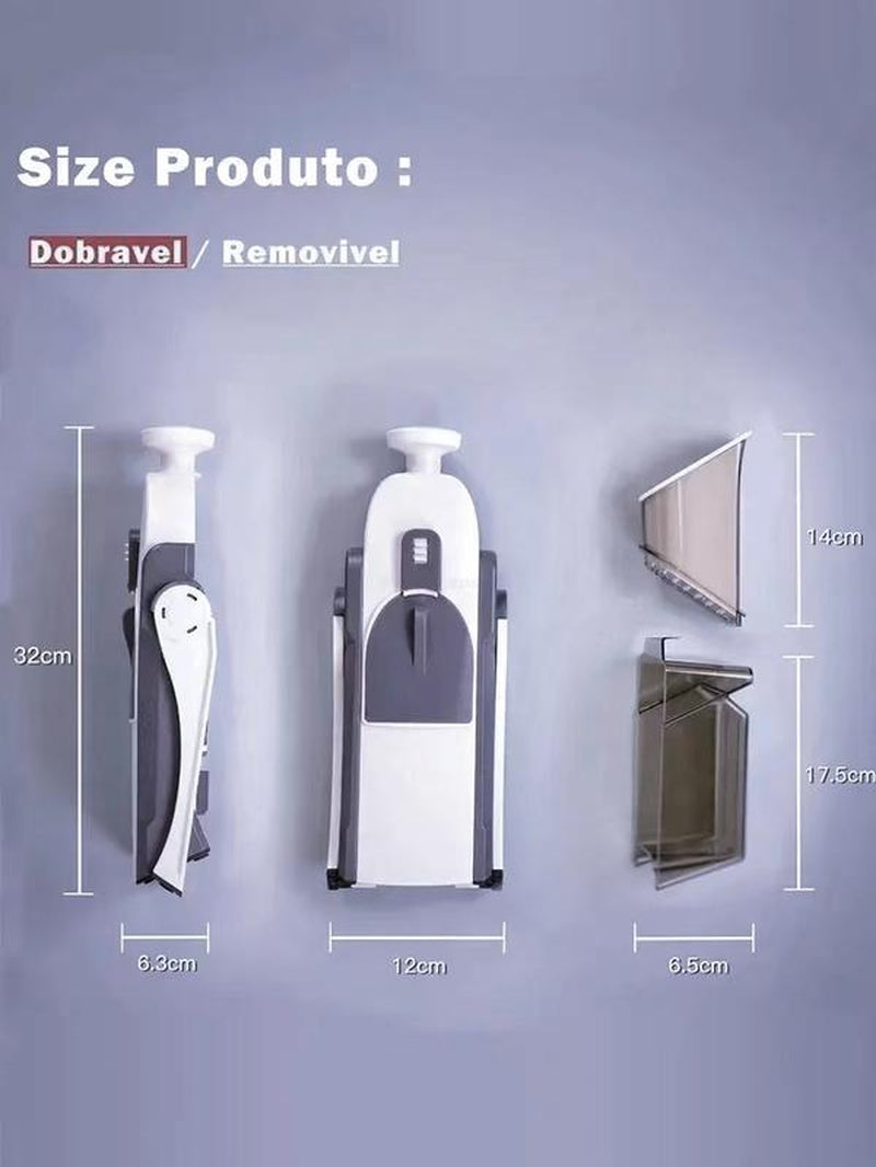 Safe Mandoline Slicer for Kitchen 5 in 1 - Adjustable Thickness 0.1-8Mm, Strips, Julienne, Dicer - Gray Mandoline Slicer